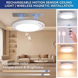 Motion Sensor Ceiling Light USB Type-C Rechargeable Magnetic Lamp Wireless Wall Lamp Remote LED Night Light For Kitchen Coatroom