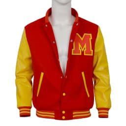Michael Jackson Cosplay Varsity Jacket Red Yellow Colorblock Baseball Jacket Retro Bomber Coat For Stage Performance Daily Wear