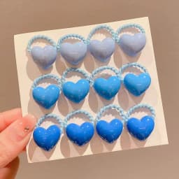 12PCS Lovely Candy Colored Heart-shaped Girls Elastic Hair Bands Princess Hair Accessories Children Hair Ties Baby Headwear