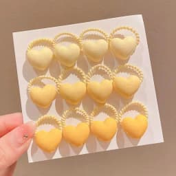 12PCS Lovely Candy Colored Heart-shaped Girls Elastic Hair Bands Princess Hair Accessories Children Hair Ties Baby Headwear