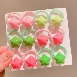 12PCS Lovely Candy Colored Heart-shaped Girls Elastic Hair Bands Princess Hair Accessories Children Hair Ties Baby Headwear