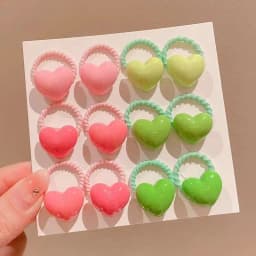 12PCS Lovely Candy Colored Heart-shaped Girls Elastic Hair Bands Princess Hair Accessories Children Hair Ties Baby Headwear