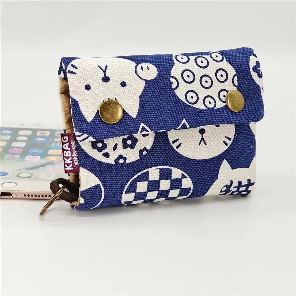 Canvas Cartoon Totoro Cat Printed Dog Women Fold Short Wallet Organizer Cute Mini Money Key Bag Coin Pocket Purse for Children