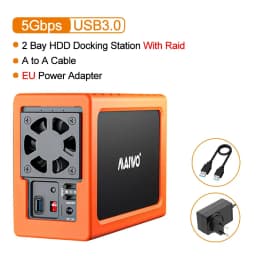 MAIWO 3.5 Inch HDD Case SATA RAID Storage Enclosure Dual Bay Hard Drive Docking Station for 2.5/3.5 Inch External Hard Drive Box