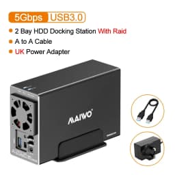 MAIWO 3.5 Inch HDD Case SATA RAID Storage Enclosure Dual Bay Hard Drive Docking Station for 2.5/3.5 Inch External Hard Drive Box
