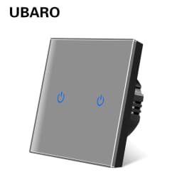 UBARO Eu Wall Touch Switch Luxury Glass Panel Led Indicator Power Light Sensor Button Live Wire Control Switches 1/2/3 Gang