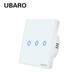 UBARO Eu Wall Touch Switch Luxury Glass Panel Led Indicator Power Light Sensor Button Live Wire Control Switches 1/2/3 Gang