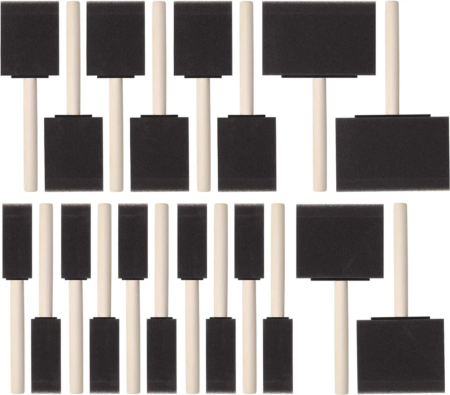 20Pcs Foam Paint Brushes, 1”, 2”, 3" 4”, Sponge Brushes, Sponge Paint Brush, Foam Brushes for Painting, Staining, Paint Sponges