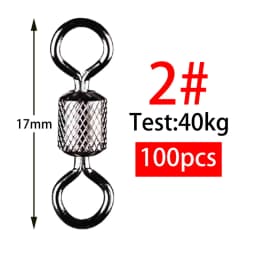 100pcs Fishing Swivel 1#-14# Sizes Solid Connector Ball Bearing Snap Fishing Swivels Rolling Stainless Steel Beads