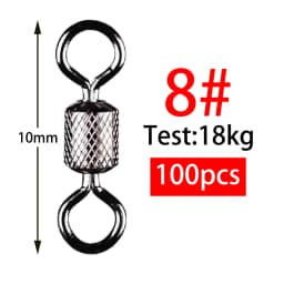 100pcs Fishing Swivel 1#-14# Sizes Solid Connector Ball Bearing Snap Fishing Swivels Rolling Stainless Steel Beads