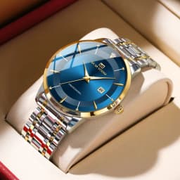 Men Watch 43mm Case Stainless Steel Style Luxury Rhinestone 3Bar Waterproof Quartz Movement Business Watches Relogios Masculino