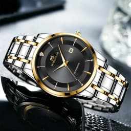 Men Watch 43mm Case Stainless Steel Style Luxury Rhinestone 3Bar Waterproof Quartz Movement Business Watches Relogios Masculino