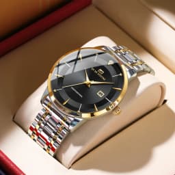 Men Watch 43mm Case Stainless Steel Style Luxury Rhinestone 3Bar Waterproof Quartz Movement Business Watches Relogios Masculino