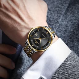 Men Watch 43mm Case Stainless Steel Style Luxury Rhinestone 3Bar Waterproof Quartz Movement Business Watches Relogios Masculino