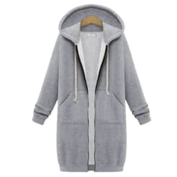 2024 Women's Autumn Winter ThickenHoodies Parkas Loose Hooded Jackets Zipper Pocket Maxi Size Sweatshirt Sports Dresses Outwear