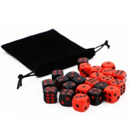 24 PCS/Set Dice  with Velvet Bag Red/Black Dice SET 16mm