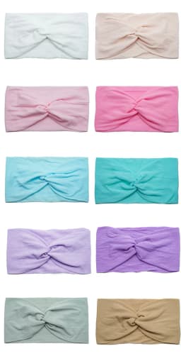 10 Pcs Super Soft Nylon Headbands Elastic Hair Bands for DIY Hair Accessories for Newborn, Toddler and Kids