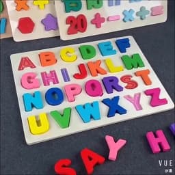 Toddlers Wooden Puzzle Montessori Baby Toys ABC Alphabet Number Shape Matching Board Game Preschool Educational Toy for Kids 2-4