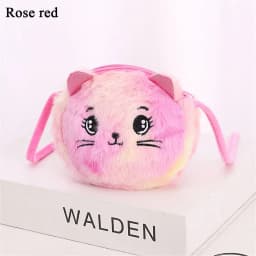 Rainbow Color Cat Messenger Shoulder Bag Purse for Kids Mini Lovely Pockets Plush Stuffed Dolls Soft Handbags Gift for Girls
