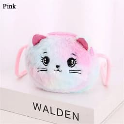 Rainbow Color Cat Messenger Shoulder Bag Purse for Kids Mini Lovely Pockets Plush Stuffed Dolls Soft Handbags Gift for Girls