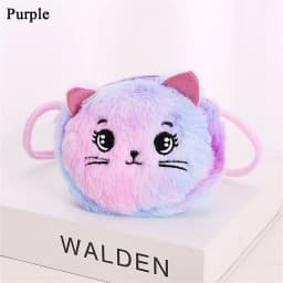 Rainbow Color Cat Messenger Shoulder Bag Purse for Kids Mini Lovely Pockets Plush Stuffed Dolls Soft Handbags Gift for Girls