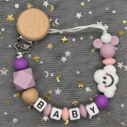 Custom Name Baby Pacifier Clips Chain Silicone Beads Teether Toys Dummy Holder Russian English Name Pacifier Chain Newborn Gift