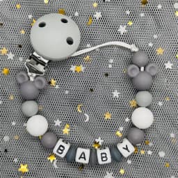 Custom Name Baby Pacifier Clips Chain Silicone Beads Teether Toys Dummy Holder Russian English Name Pacifier Chain Newborn Gift