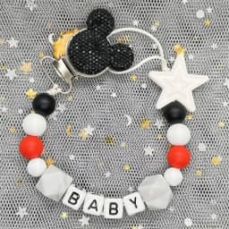 Custom Name Baby Pacifier Clips Chain Silicone Beads Teether Toys Dummy Holder Russian English Name Pacifier Chain Newborn Gift