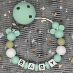 Custom Name Baby Pacifier Clips Chain Silicone Beads Teether Toys Dummy Holder Russian English Name Pacifier Chain Newborn Gift