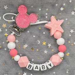 Custom Name Baby Pacifier Clips Chain Silicone Beads Teether Toys Dummy Holder Russian English Name Pacifier Chain Newborn Gift