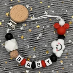 Custom Name Baby Pacifier Clips Chain Silicone Beads Teether Toys Dummy Holder Russian English Name Pacifier Chain Newborn Gift