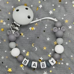 Custom Name Baby Pacifier Clips Chain Silicone Beads Teether Toys Dummy Holder Russian English Name Pacifier Chain Newborn Gift