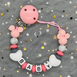 Custom Name Baby Pacifier Clips Chain Silicone Beads Teether Toys Dummy Holder Russian English Name Pacifier Chain Newborn Gift