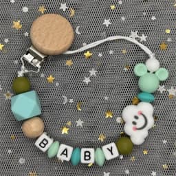 Custom Name Baby Pacifier Clips Chain Silicone Beads Teether Toys Dummy Holder Russian English Name Pacifier Chain Newborn Gift