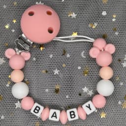 Custom Name Baby Pacifier Clips Chain Silicone Beads Teether Toys Dummy Holder Russian English Name Pacifier Chain Newborn Gift