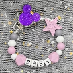 Custom Name Baby Pacifier Clips Chain Silicone Beads Teether Toys Dummy Holder Russian English Name Pacifier Chain Newborn Gift