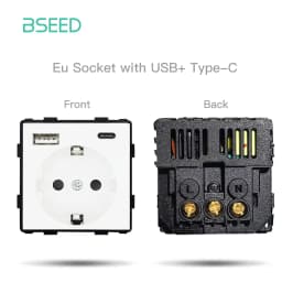 BSEED Wall Touch Switch 1/2/3Gang 1/2Way Light Switch Dimmer Function Parts Glass Panel Frames EU Wall Sockets DIY Parts White