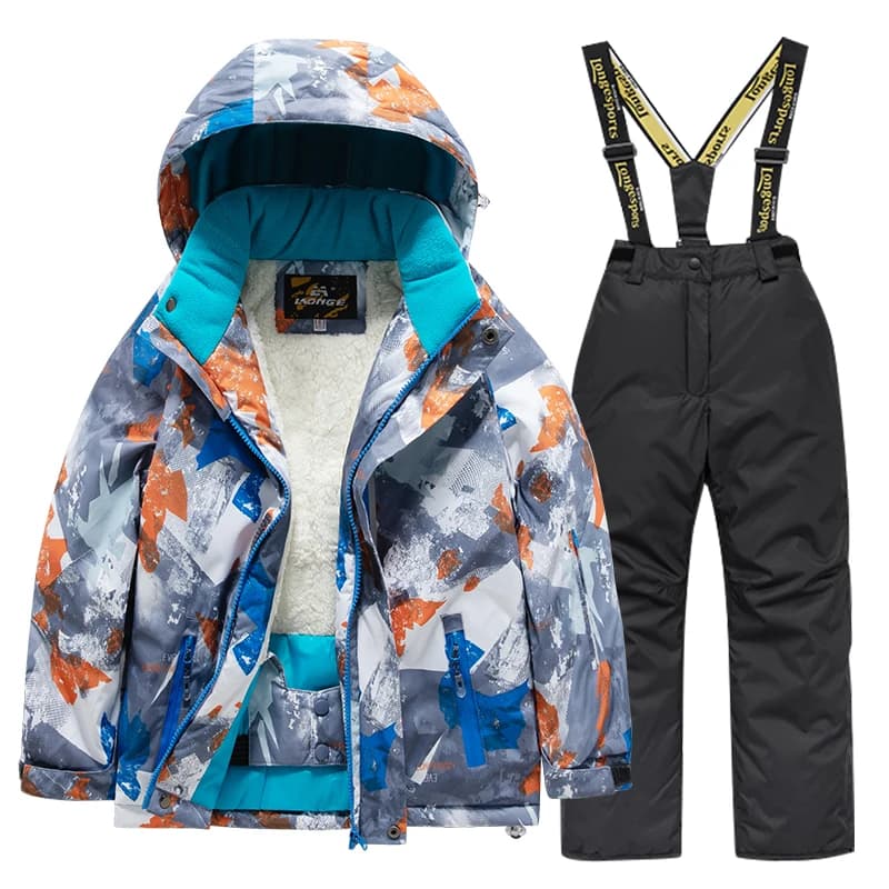Children's Ski Suit for Men and Women, Large, Medium, and Small Children, Baby Thick Waterproof and Warm Snow Equipment