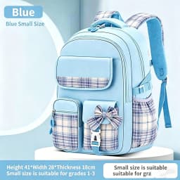 Protecting The Spine Ergonomics Elementary School Students Girls Checkered Backpack Large Capacity Lightweight Waterproof