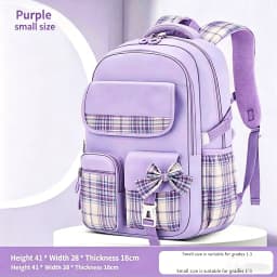 Protecting The Spine Ergonomics Elementary School Students Girls Checkered Backpack Large Capacity Lightweight Waterproof