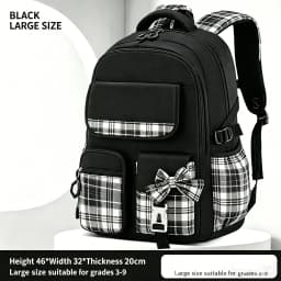 Protecting The Spine Ergonomics Elementary School Students Girls Checkered Backpack Large Capacity Lightweight Waterproof