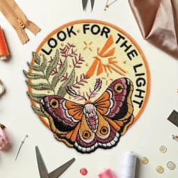 1PC Look For Light Moth Embroidered Patch Nature Animal Inspiring Badge Gift Iron On Patches For Clothing Cap Jacket Trucker Hat