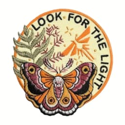 1PC Look For Light Moth Embroidered Patch Nature Animal Inspiring Badge Gift Iron On Patches For Clothing Cap Jacket Trucker Hat