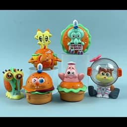 Spongebob Patrick Star Squidward Tentacles Delicious Crab Burger Anime Figure Collection Model Doll Blind Box Toys Birthday Gift