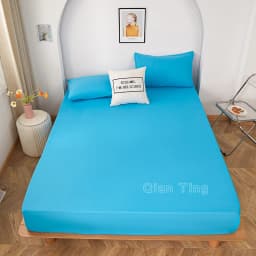1 piece of solid color bed sheet for bedroom 100%Polyeste Elastic Band Around bedding Fitted Sheet Only (excluding pillowcases)