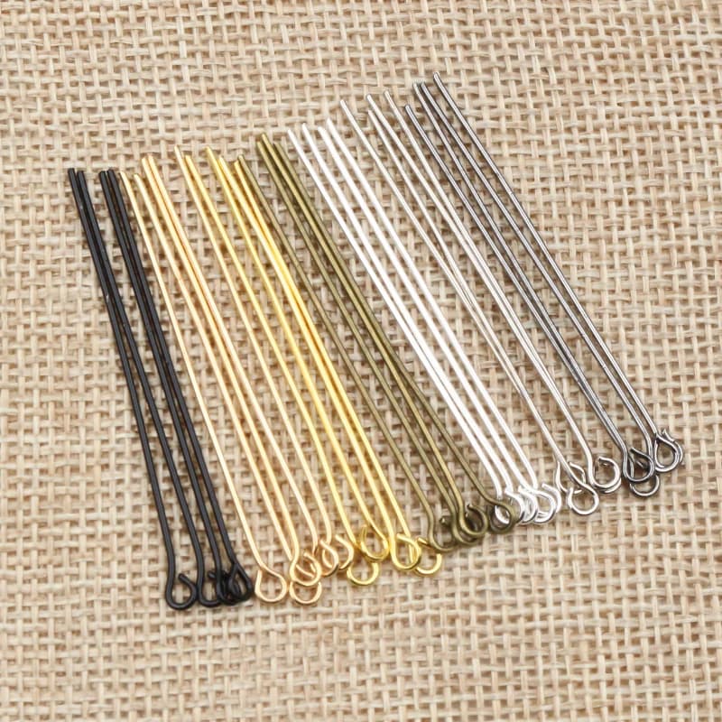 200pcs/bag 16 20 25 30 35 40 45 50mm Eye Head Pins Classic 7 colors Plated Eye Pins For Jewelry Findings Making DIY Supplies