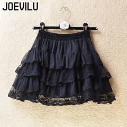 Gothic Lace Tutu Skirt Elastic Sexy Lace Mini Tulle Skirts Party Club Dancer Wear Black Bottoms High Street Y2k Women Clothing