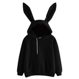 2025 autumn and winter new women's clothing Harajuku Wei hooded rabbit hoodie solid color loose casual women's top women's coat