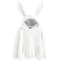 2025 autumn and winter new women's clothing Harajuku Wei hooded rabbit hoodie solid color loose casual women's top women's coat