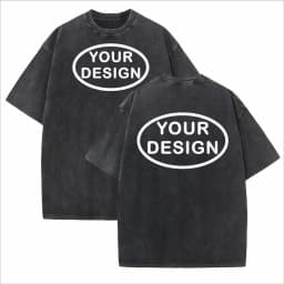 Custom T-shirt with Hip-hop Street Team Logo Men's 230G Pure Cotton, Loose Fit, High-temperature Printed Custom Top